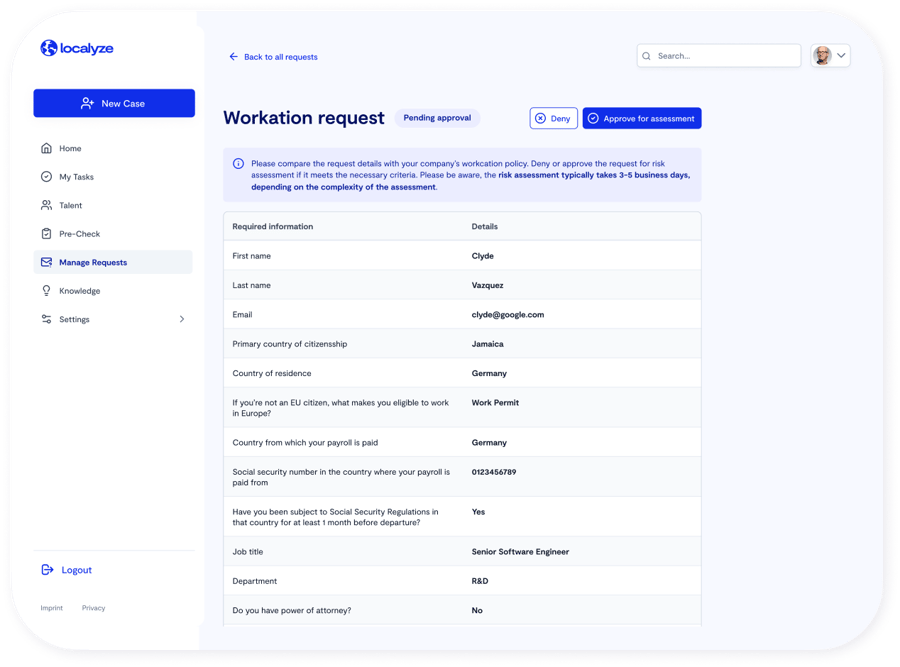 Workation request